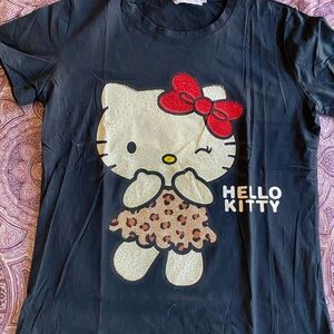 Women  Short Sleeve Tee in Black with Red Bow top